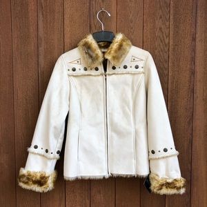 Faux suede fur lined plush western jacket NWT